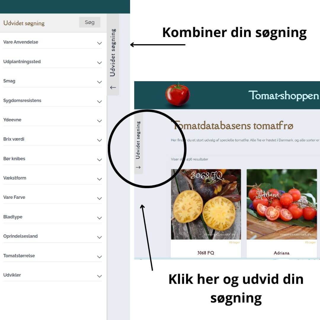 Søg efter de rette tomatsorter med kombineret søgning